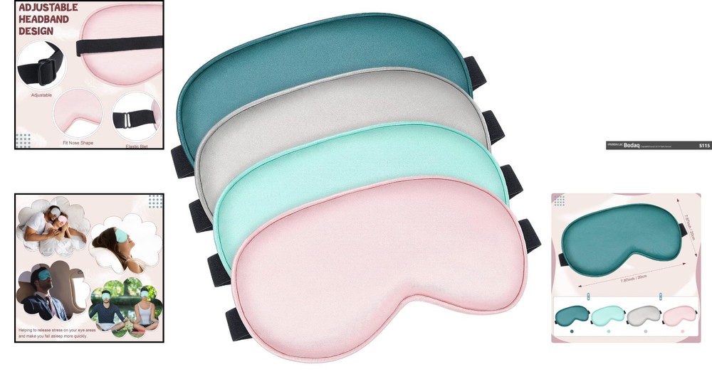 Silk Eye Masks for Ultimate Comfort - Adjustable Light Blocking Covers, 4 Pack