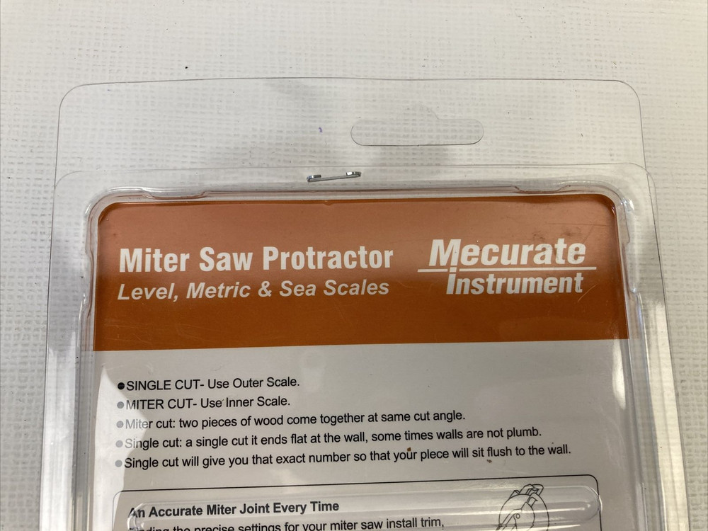 Mecurate Miter Saw Protractor Angle Gauge With Bubble Level New NIB
