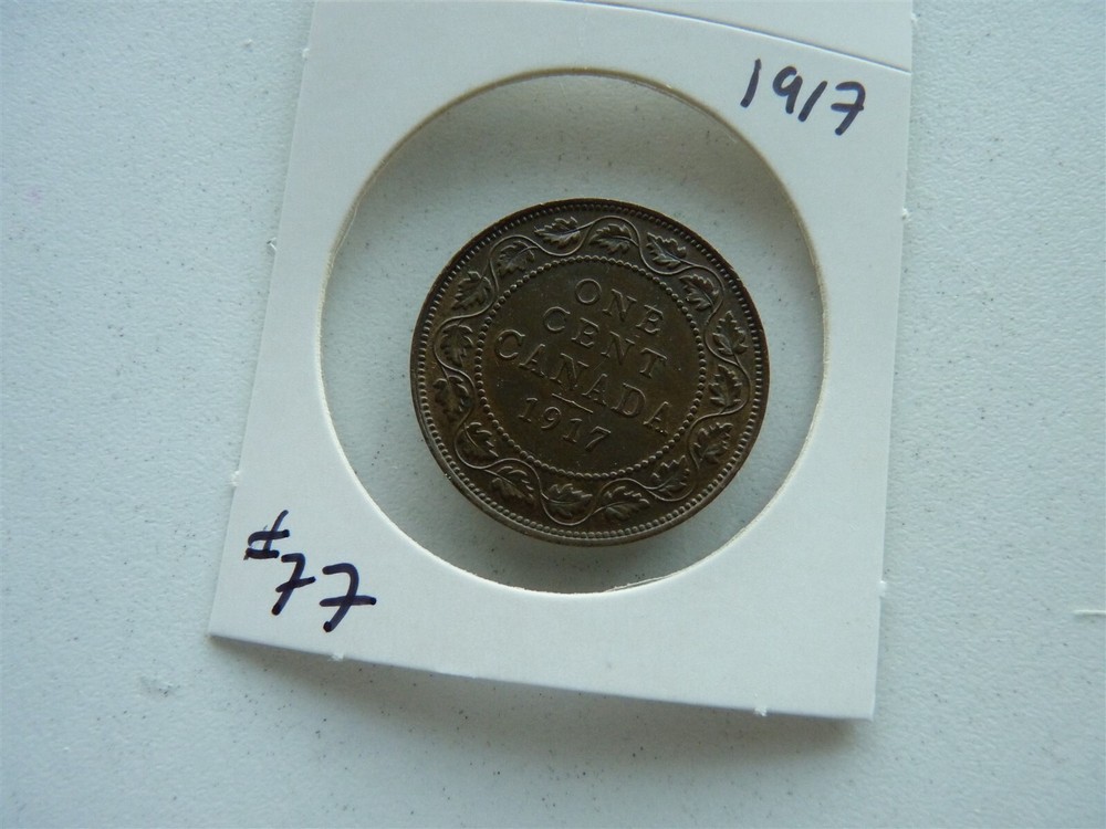 CANADA VINTAGE LARGE CENT 1917   HIGH GRADE RED TRACE NO77