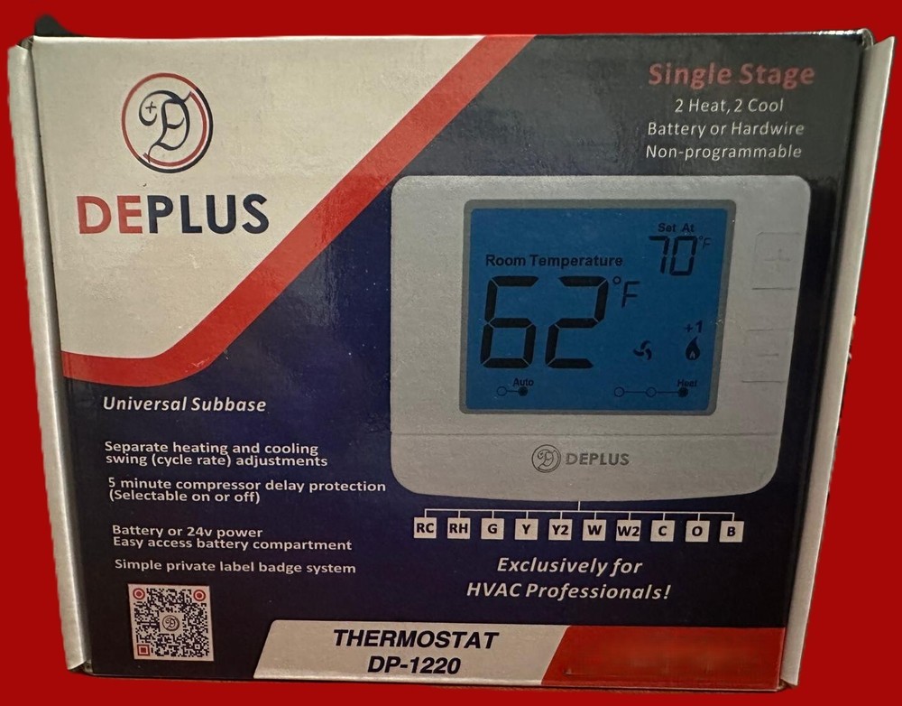 DEPLUS DP-1220 Thermostat Non Programmable Multi Stage 2H/2C