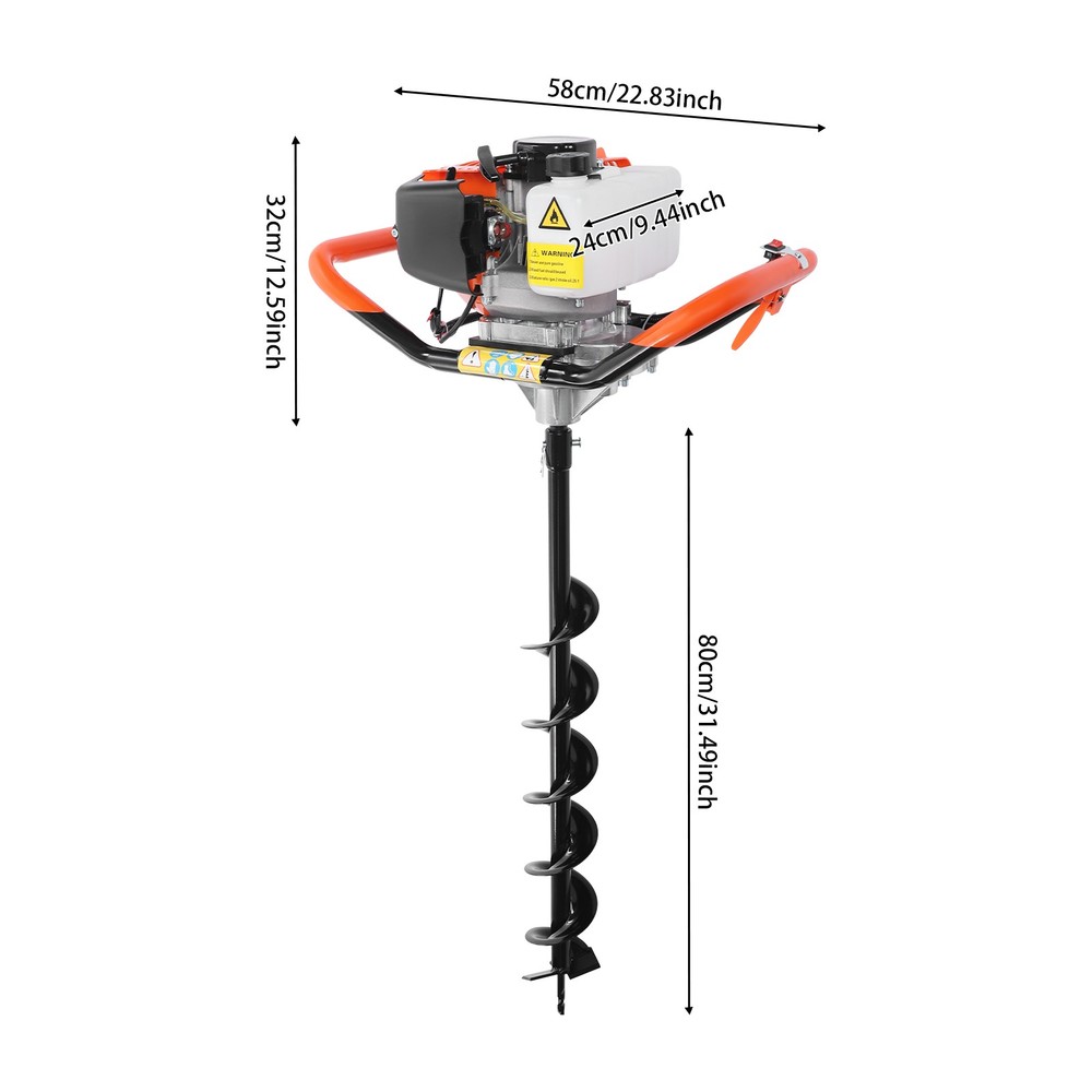 Post Hole Digger, 2.3hp Post Hole Digger With Auger Digging Bits， 2-stroke