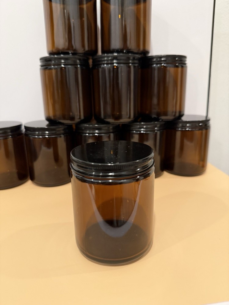 11 empty candle jars with lids