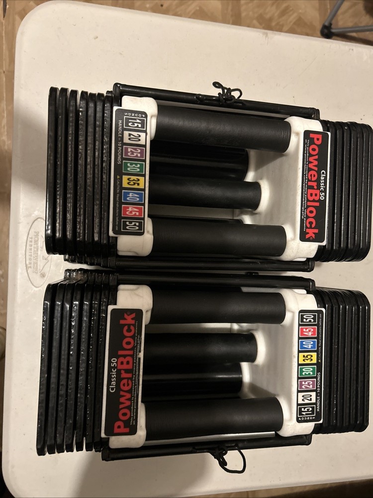 Used PowerBlock Original Adjustable Dumbbells Pair Good Condition