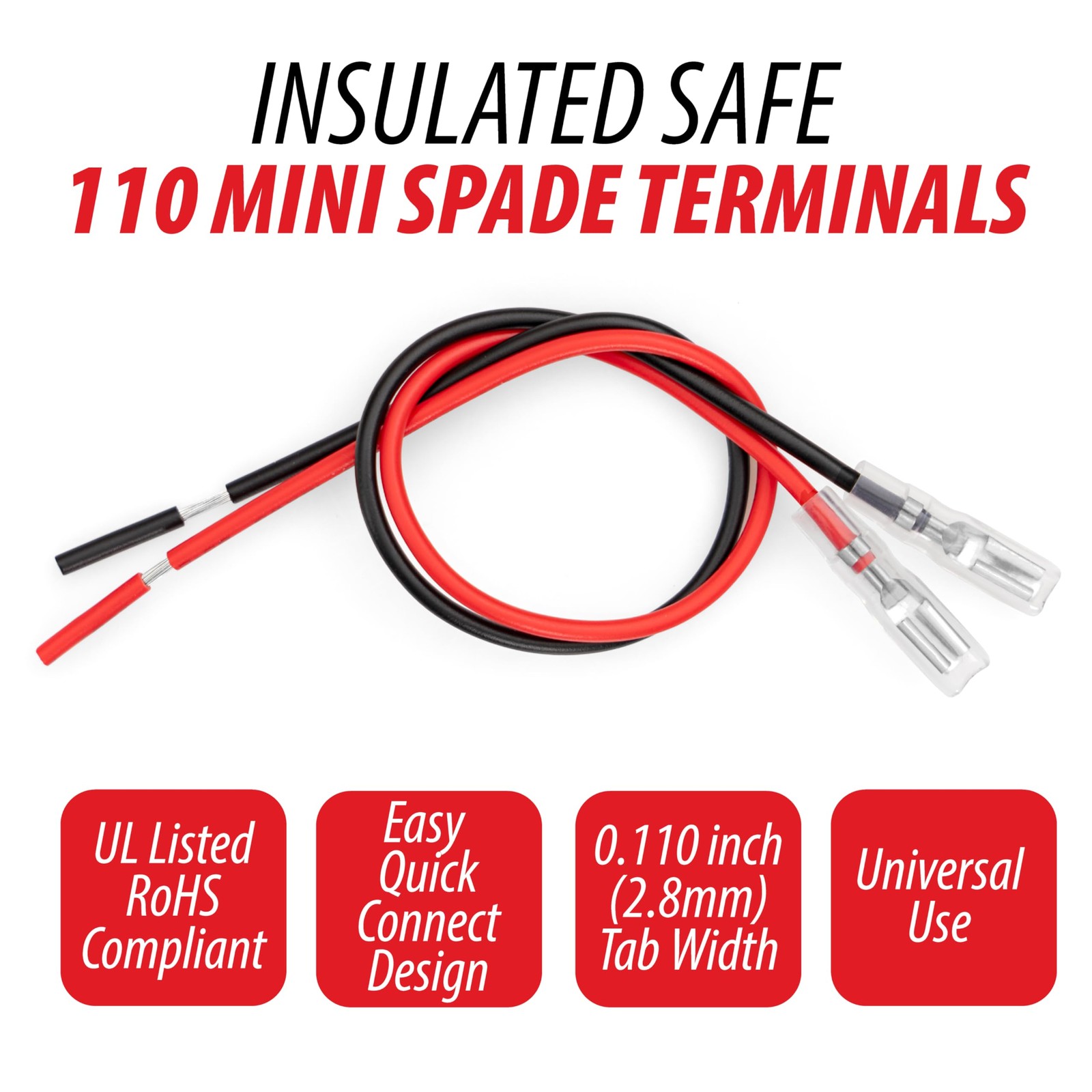 110 Terminal Wires – Mini Spade Quick Connect/Disconnect 0.110" (2.8mm) Femal...