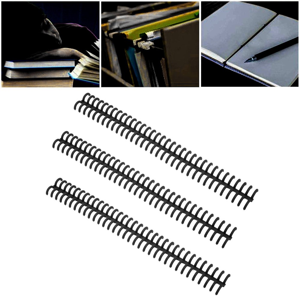 10PCS 34 Hole Binding Spine Split Loose Leaf Rings Binding Loop 12mm(Black )