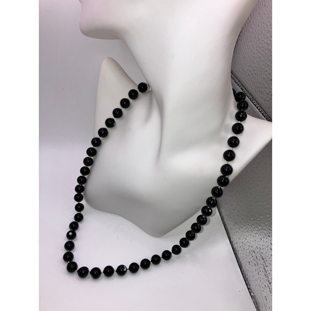 Black Distressed Beaded 24.25' Length Necklace!