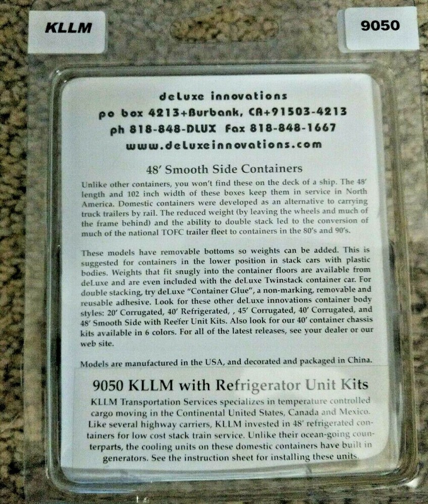 N scale Deluxe innovations 2 KLLM 48' containers New
