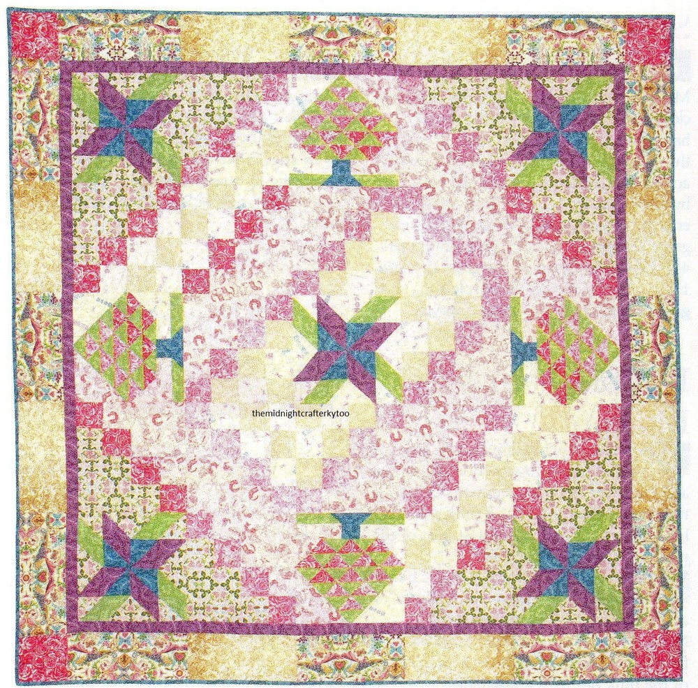 Nana's Rose Garden Quilt Pattern Pieced LR