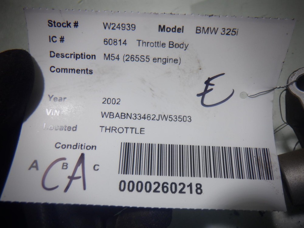 02 BMW 325i Throttle Body