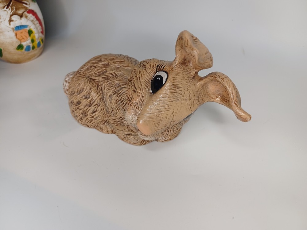 VTG Handmade Handpainted Signed Debs Place Ceramic Mold Rabbit 7.5"