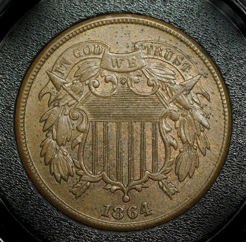 1864 Two Cent Piece Large Motto