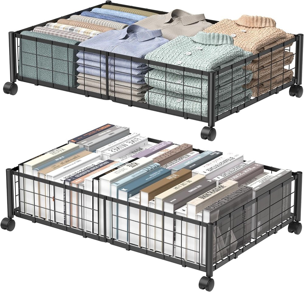 Under Bed Storage W/ Wheels 360° Rotating No-Assembly Underbed Storage