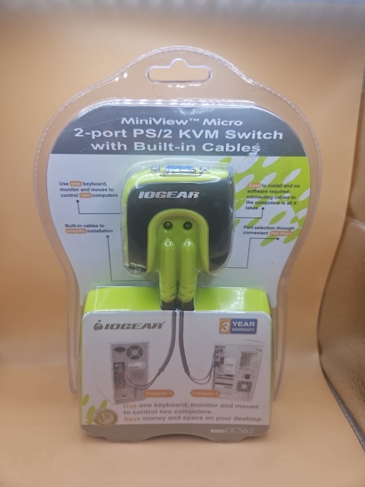 NEW Sealed StarTech Micro 2-port PS/2 KVM Switch with Built in Cables