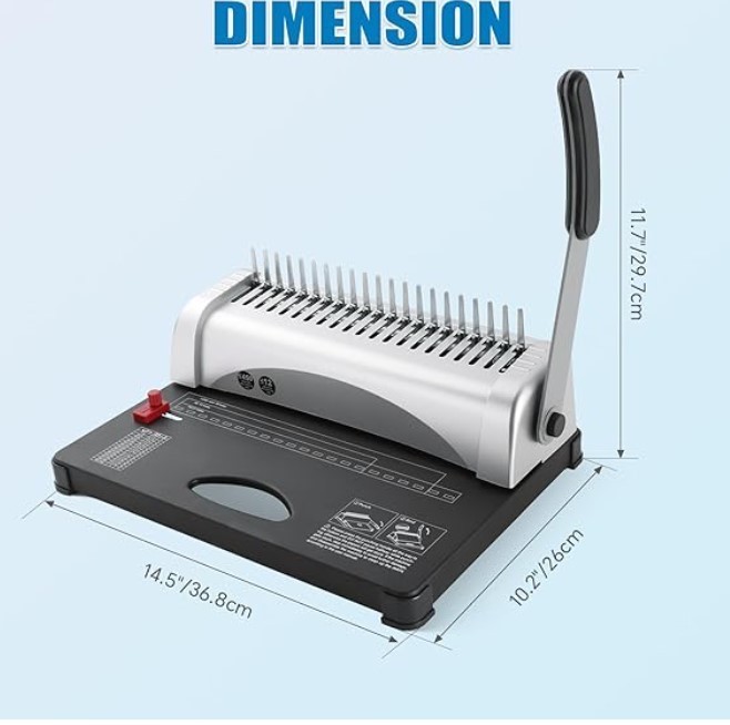 FLK Tech Binding Machine w/Starter Combs Set for A4-21 Hole /450 Sheets Paper