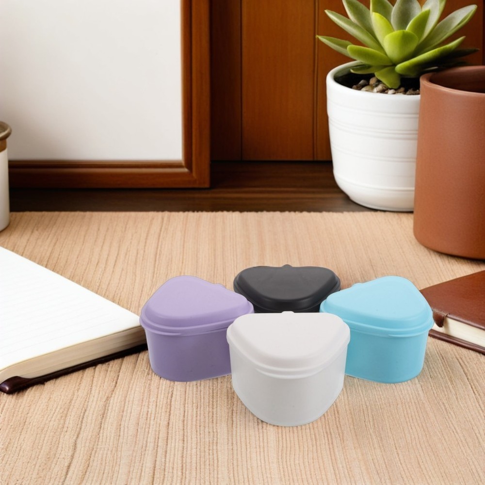 4 Pcs Retainer Portable Cleaning Case Denture Storage Box Compact Plastic