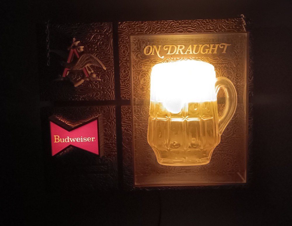 Vintage Budweiser " On Draught" Lighted Bar Sign