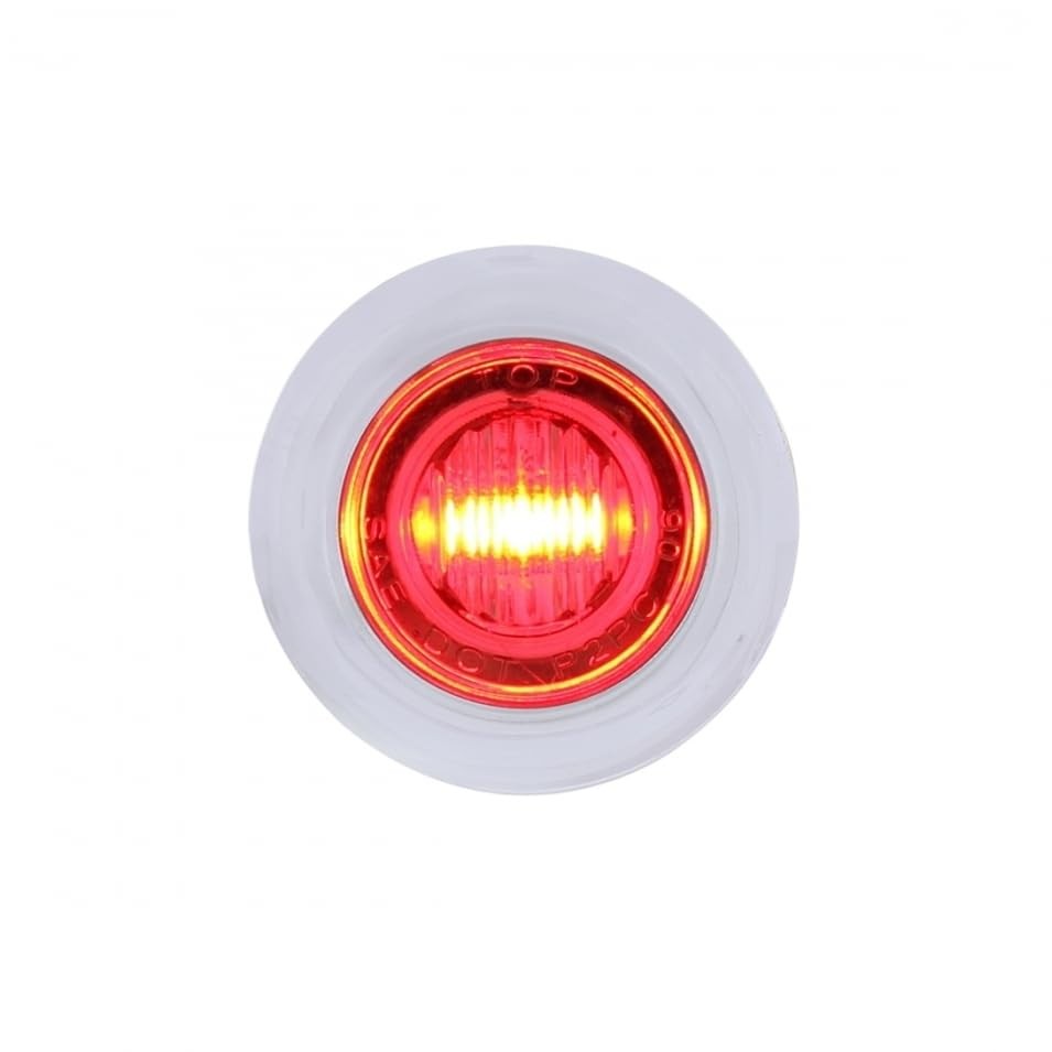 3 LED Dual Function Mini Clearance/Marker Light w/ Bezel - Red LED/Clear