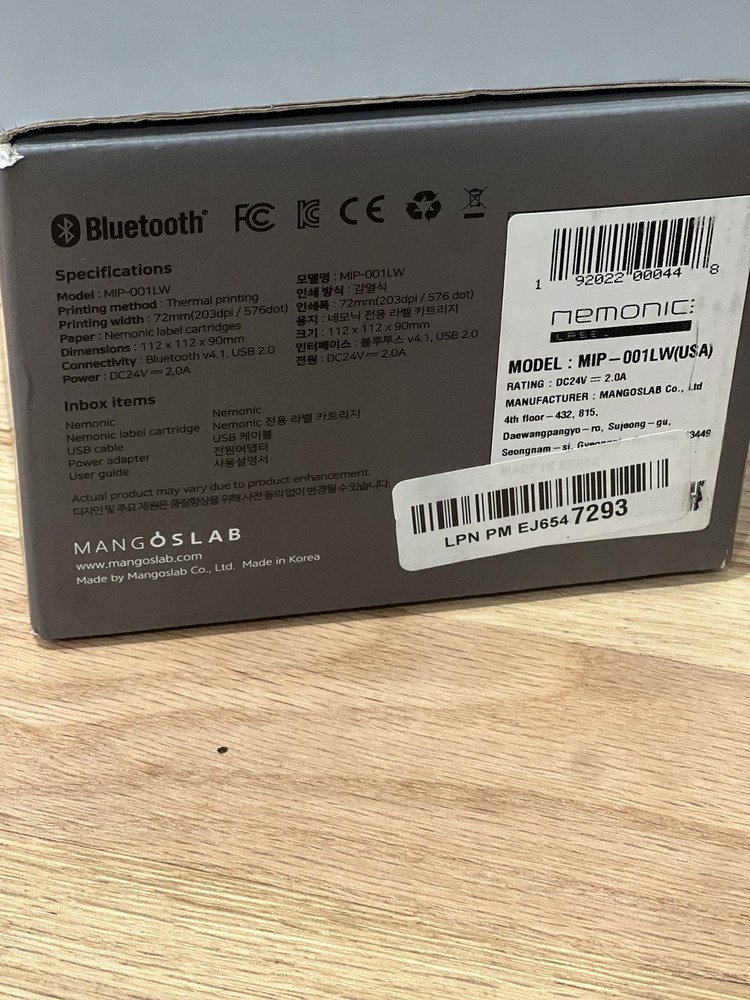 MANGOSLAB Nemonic Label Printer MIP-001LW Bluetooth Thermal Label Maker, Inkless