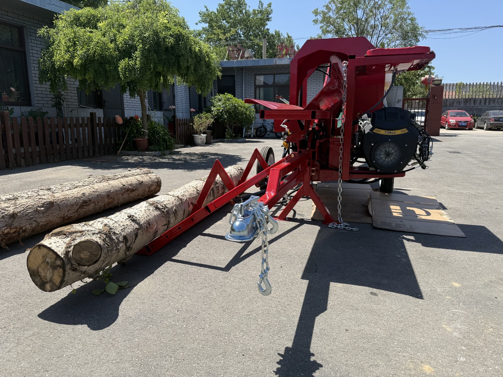 27T Firewood Processor 6-Way Wedge Log Splitter with 10FT Belt Firewood Conveyor