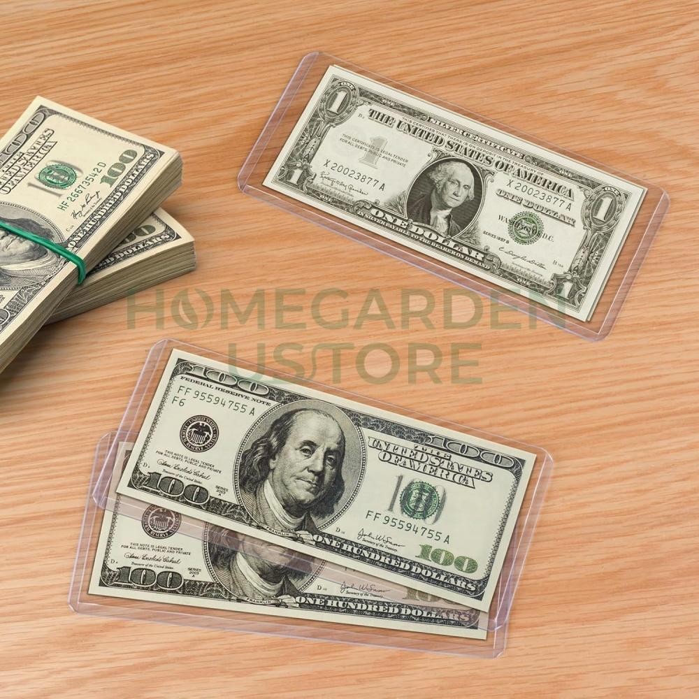 (50) CURRENCY HOLDERS Semi Rigid REGULAR Vinyl Sleeves for Banknotes Dollar Bill