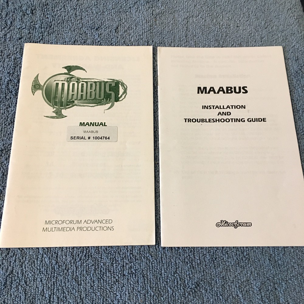 Maabus CD ROM Instruction & Troubleshooting User’s Manual Game Guide