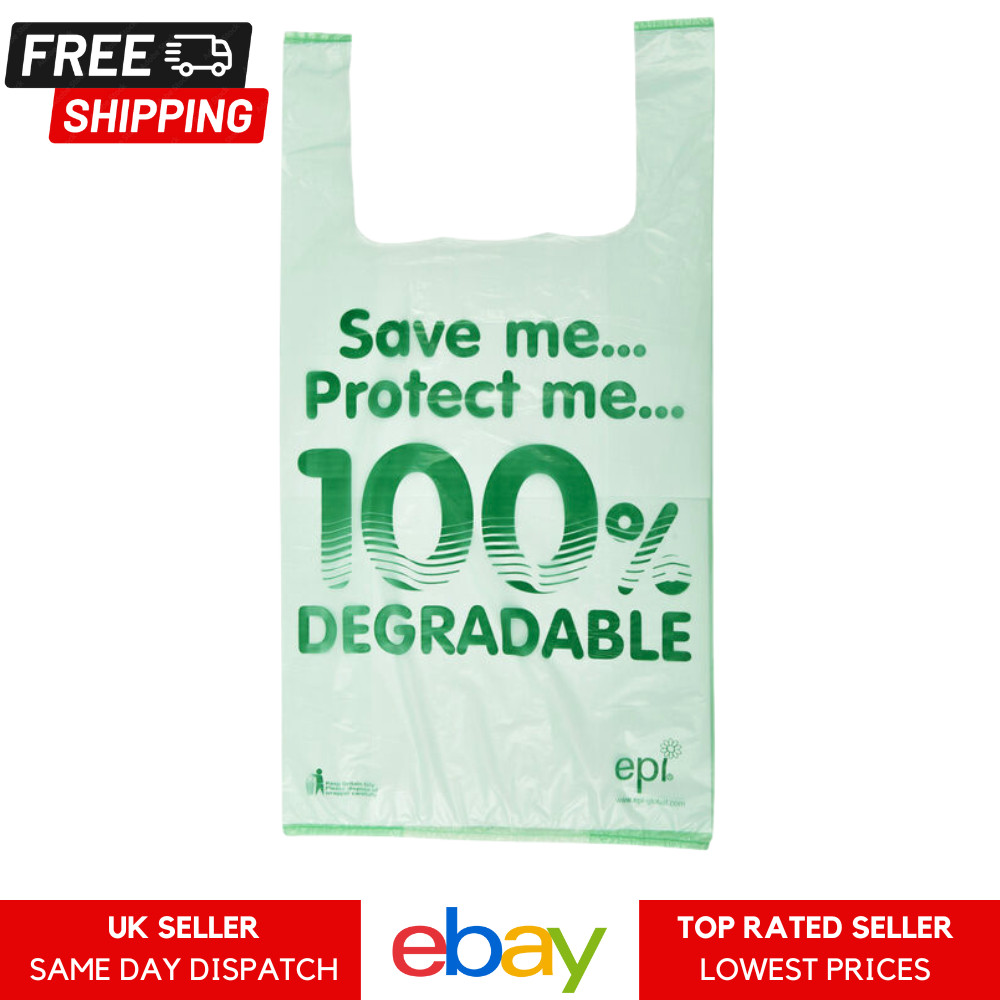 Oxo-Degradable Eco Plastic Shopping Vest Carrier Bags Large / X Large - Reusable