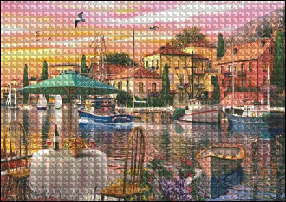 Chart Needlework Crafts DIY - Counted Cross Stitch Patterns - Sunset Harbour