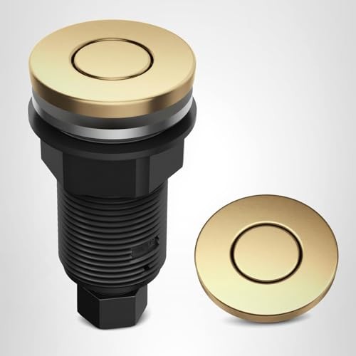 KRAUS Flat-Top Garbage Disposal Air Switch Button, Brushed Brass, KWDB-20BB