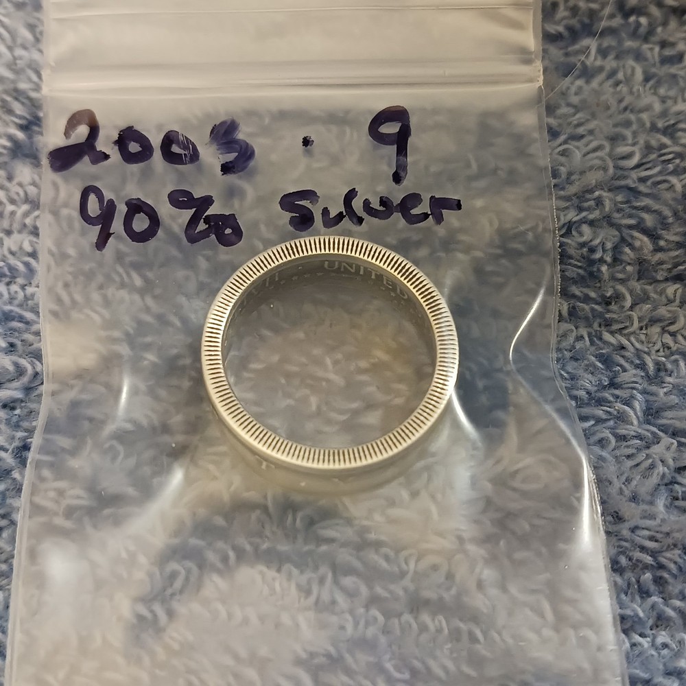 2003 90% Silver Kennedy Half Dollars size 9 coin ring handmade