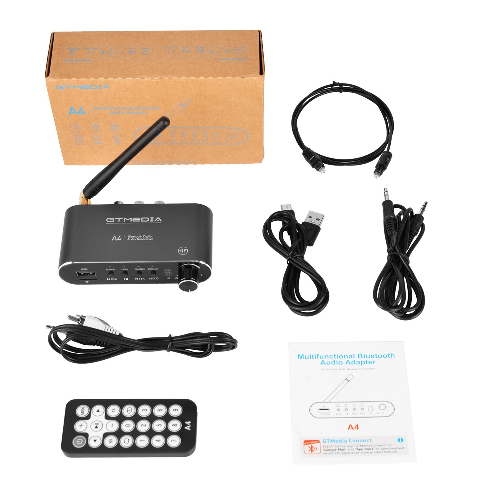 GTMEDIA A4 Hi-Fi Bluetooth v5.1 Audio Receiver COAXIAL OPTICAL Audio Adapter New