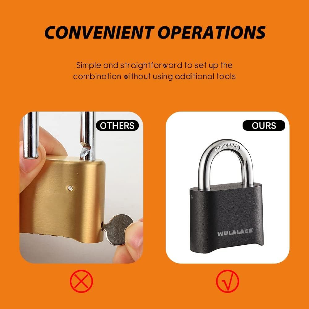 Outdoor Combination Lock, Heavy Duty Weatherproof Pad Locks with Code, Resett...