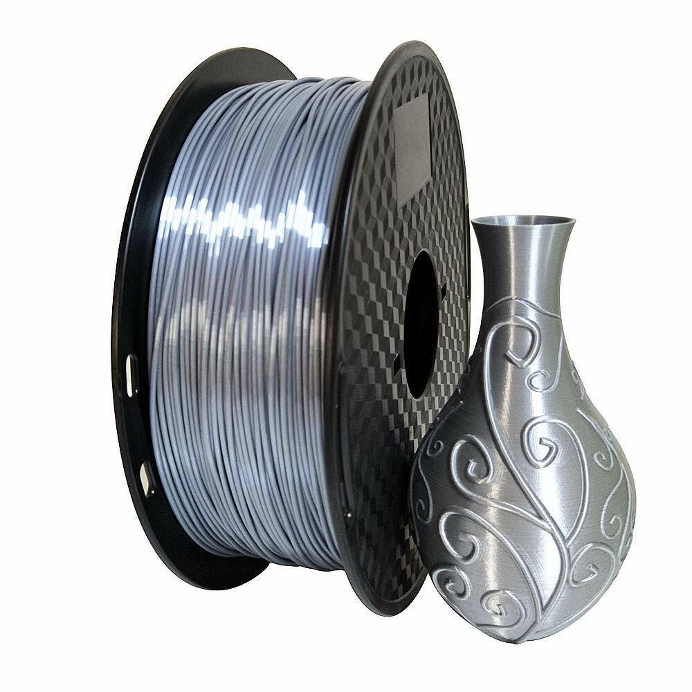 PLA Silk Silver Filament 1.75mm 3D Printer  2.2 LBS Spool 3D Printing
