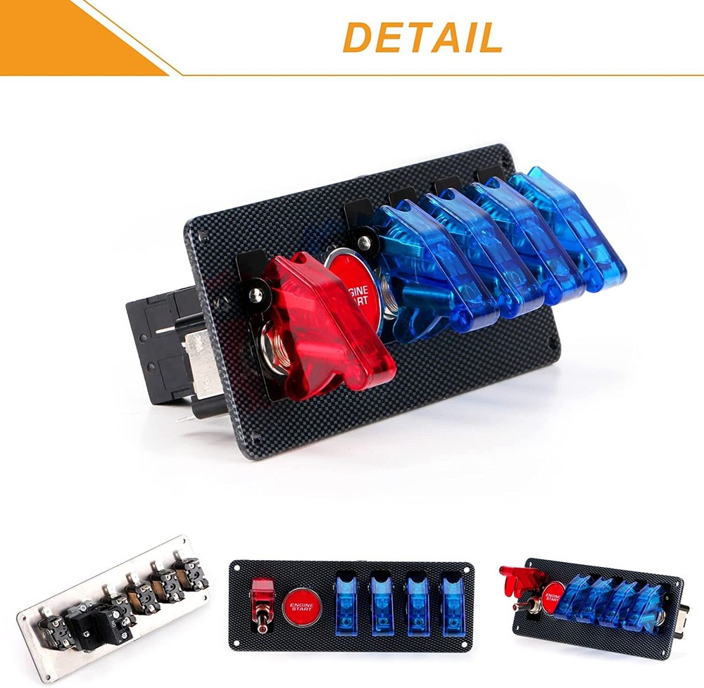 Carbon Ignition Switch Panel Engine Start Push Button LED 12V Toggle Racing Car