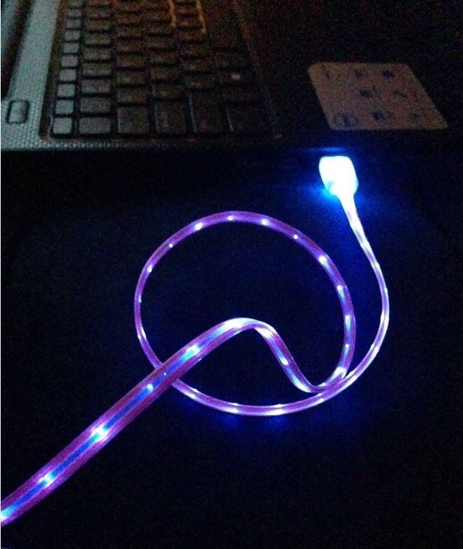 3Ft Micro USB 3.0 Samsung S5 Note3 Visible Data Sync LED Light Up Noodle Cable