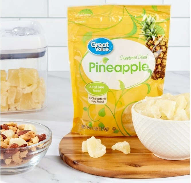 3 PACK Great Value Sweetened Dried Pineapple 6 OZ Each