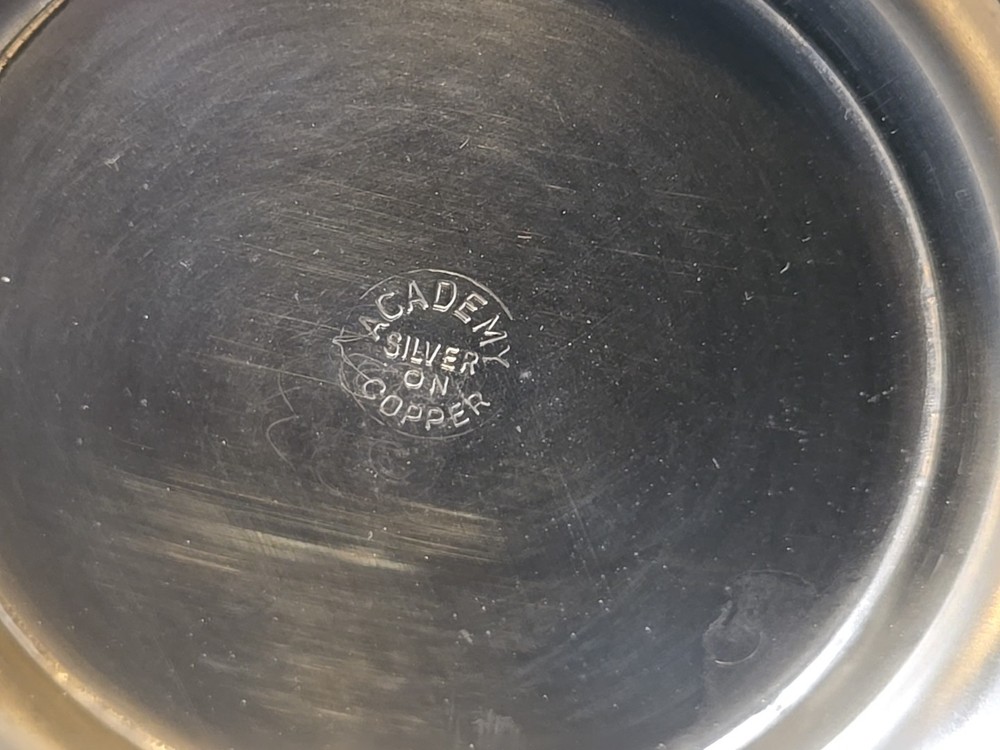 Academy Silver on Copper Vintage Creamer Sugar Serving Cups Set Pair