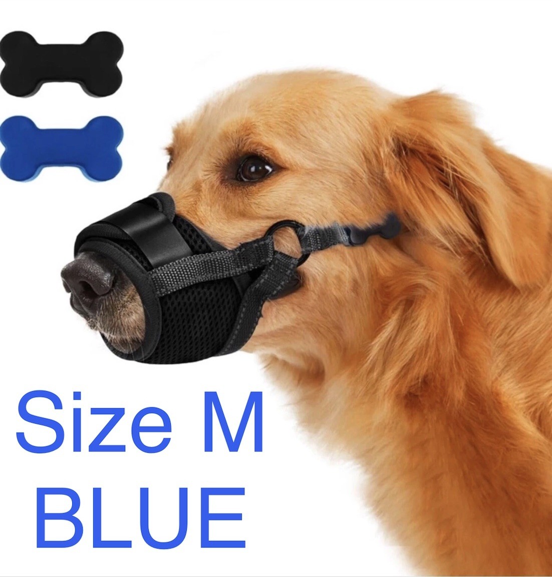 PawWares Dog Muzzle Soft Nylon Adjustable-Breathable-Drinkable | BLUE MEDIUM