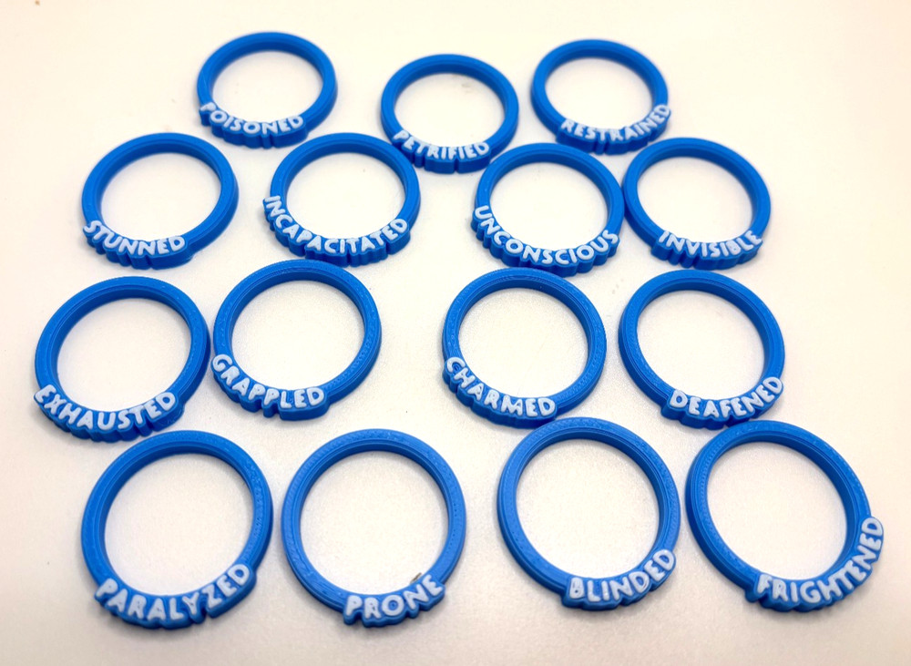 Custom 3D Printed Condition Rings for Tabletop RPGs - Track Status Effects.