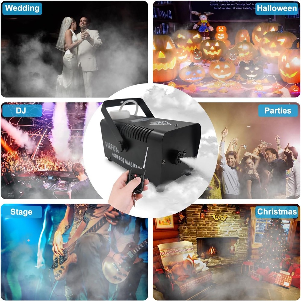 Fog Machine, Smoke Machine with Wireless&Wired Remote Control for Halloween, Par