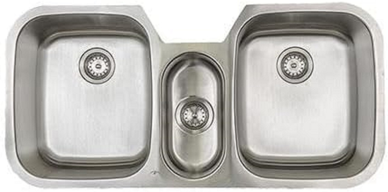 Triple Bowl Commercial Grade 16 Gauge Stainless Steel Undermount Kitchen Sink