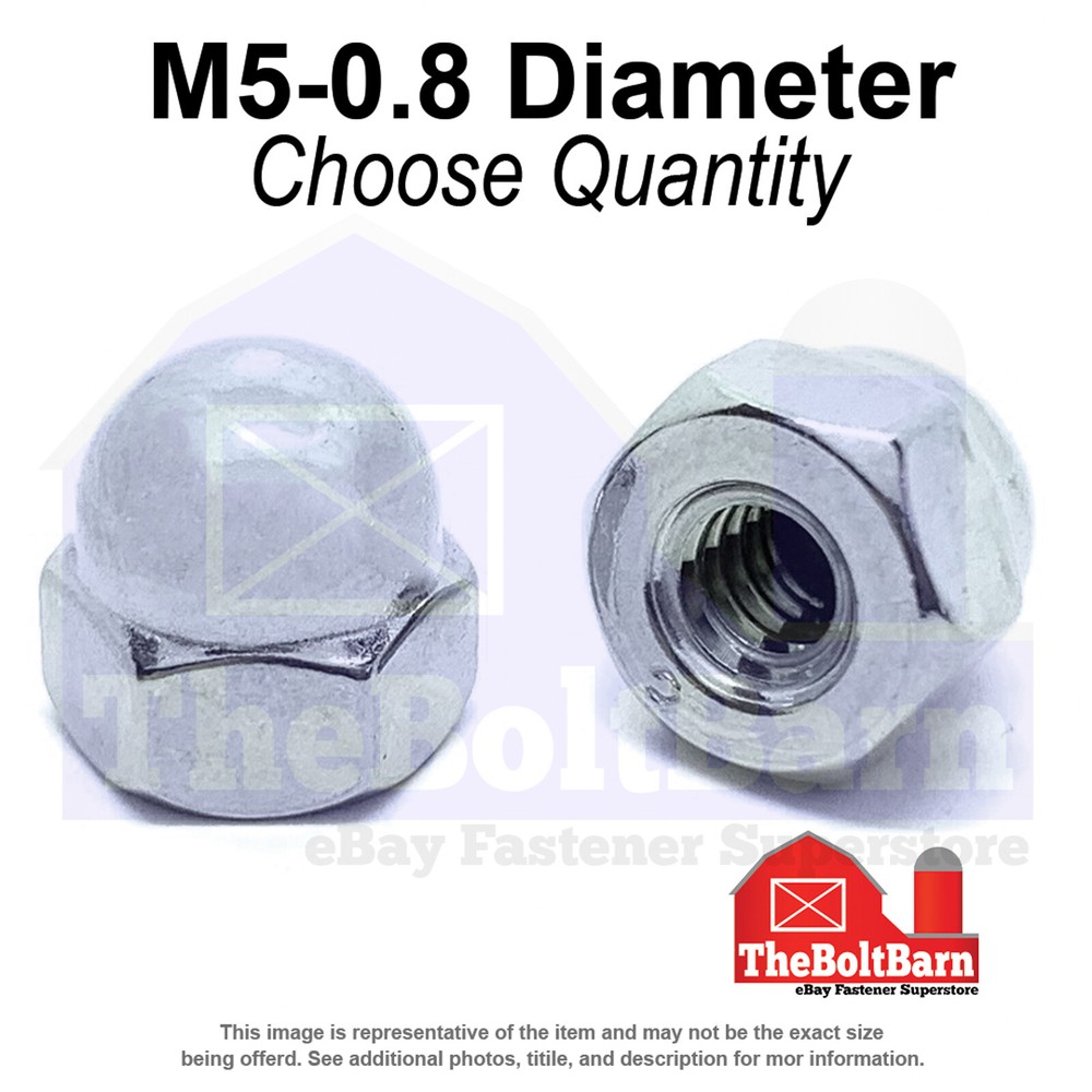 M5-0.8 Class 6 Acorn Nuts Zinc Clear Coarse Thread (Pick Quantity)