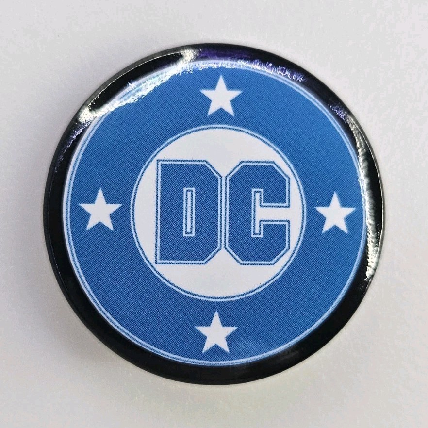 DC Comics - Blue Logo Pinback 1 Inch Buttons - Button 2 Pack - New