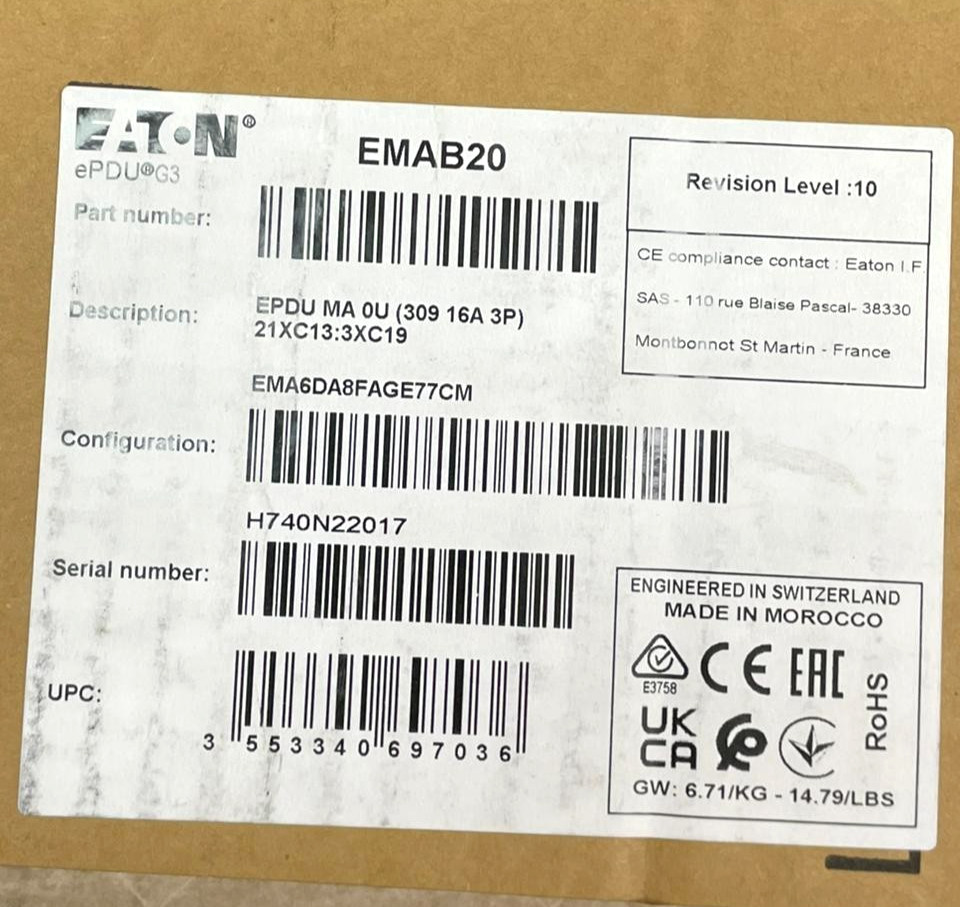 Eaton ePDU G3 Managed Power Distribution Unit EMAB20