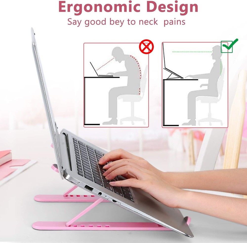 Portable Adjustable Laptop Stand Foldable Ergonomic Riser for Desk