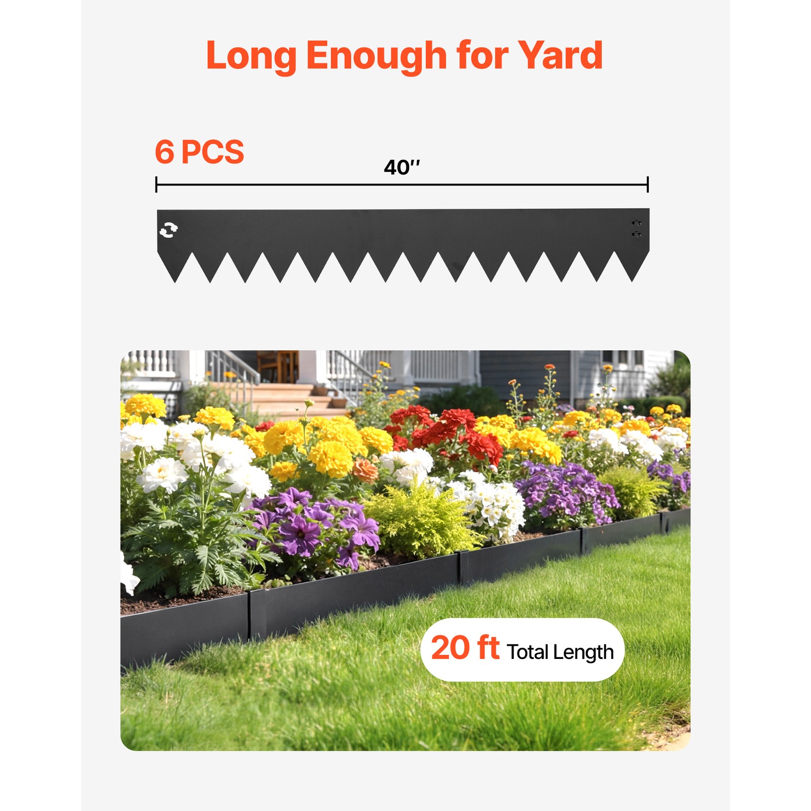 Uimoso Galvanized Steel Garden Edging 40 x 6 in Flexible Metal Landscape Border