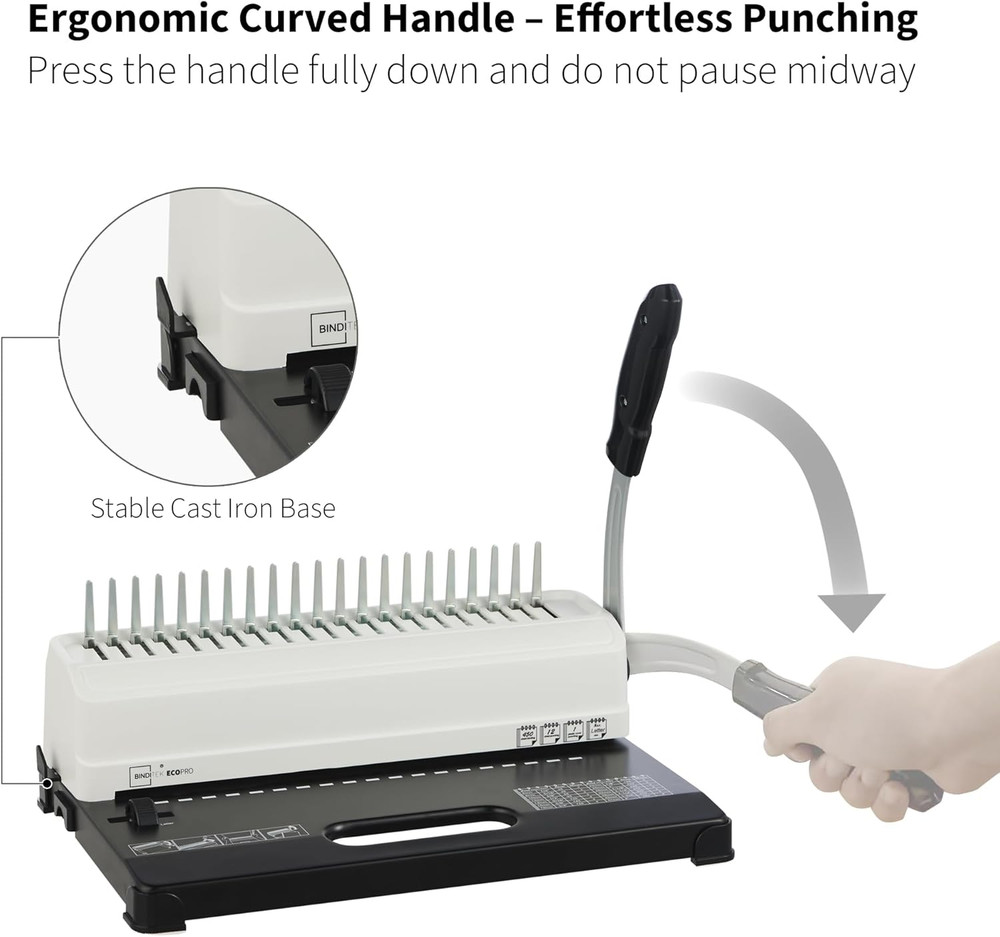 Binding Machine, 19-Hole, 450 Sheets, Comb Binder Machines with 100 PCS 1/2" Com