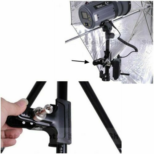 2 Metal Clip Clamp 1/4 Screw Adapter Light Stand Pole Flash Mount Bracket Camera