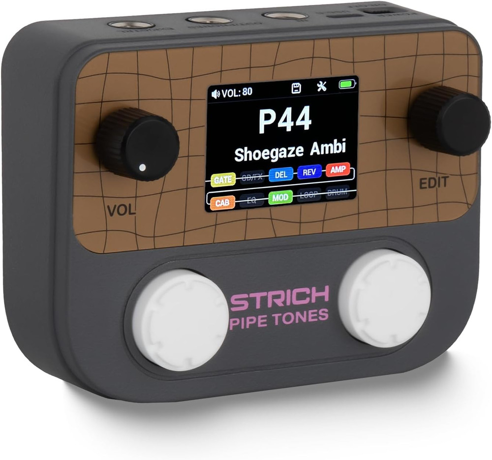 Pipe Tones Pocket Multi-Effects Processor for Guitar and Bass with 10 Effect Mod