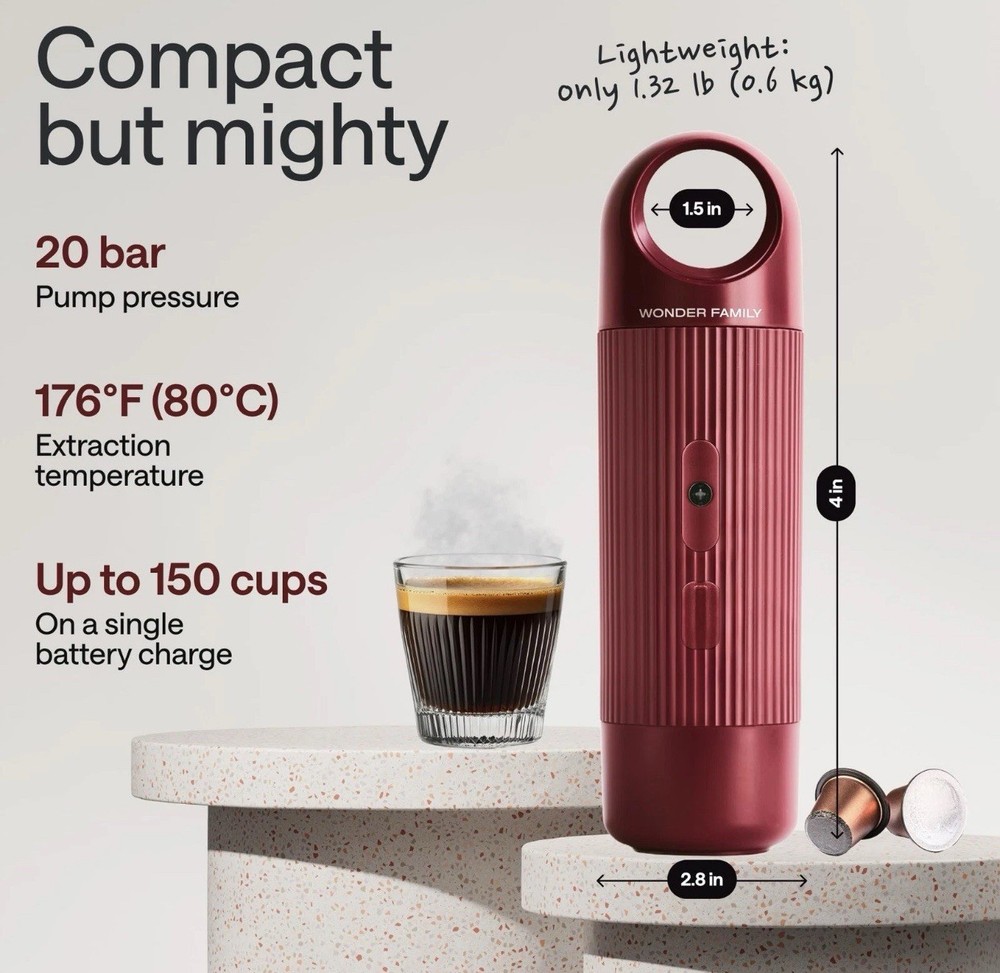 Portable Espresso Machine – Automatic Mini Espresso Maker & Travel 5 Cup Coffee