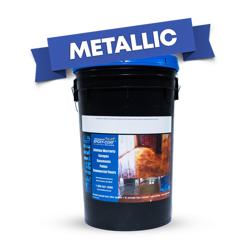 Metallic Full Epoxy Floor Coating Kit 300 sq. ft. MEDIUM BLUE Base Coat